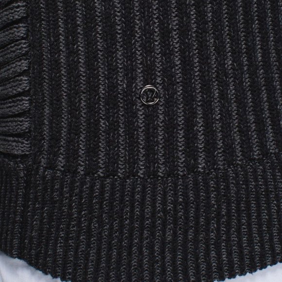Lululemon Embrace Hoodie *Knit Full Zip Sweater - Black / Heathered Dark Grey 2 - Picture 8 of 9